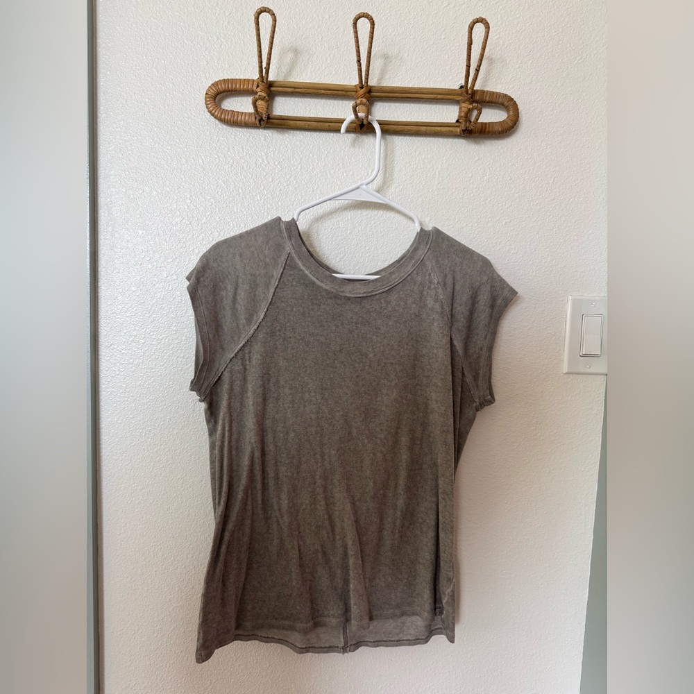 We The Free Washed Taupe Short Sleeve Tee